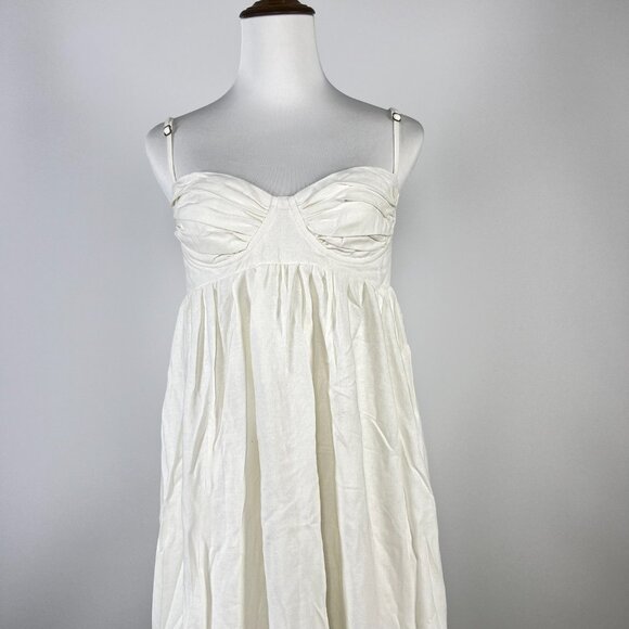 NWOT Farm Rio Linen Blend White Sleeveless Maxi Dress Size L - Picture 3 of 12
